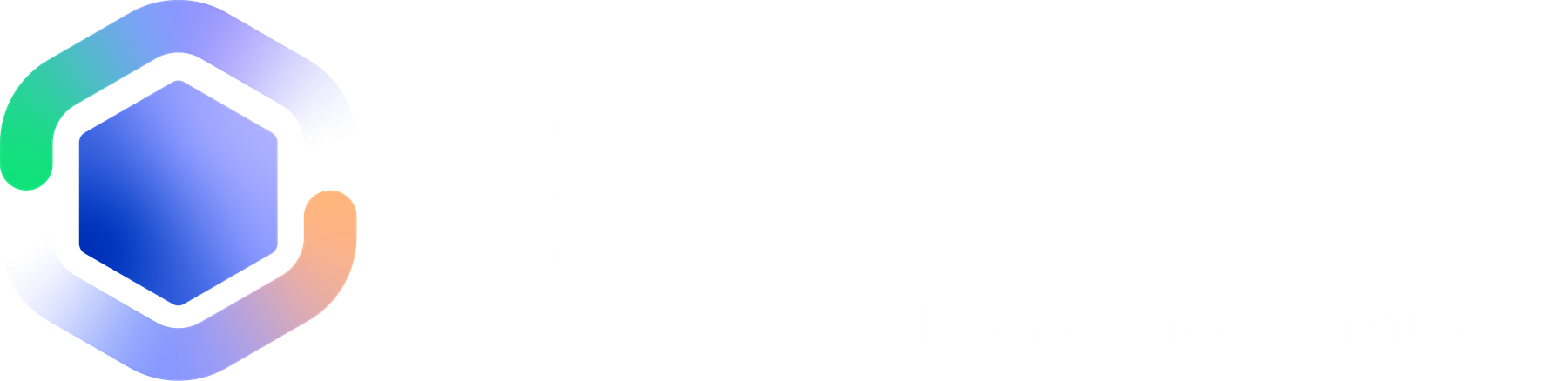 Geocare logo: gradient hexagon icon with the tagline Intelligence for Territory