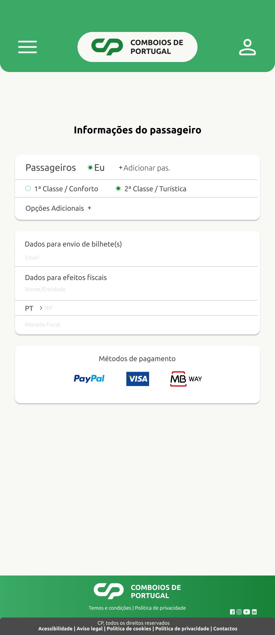 Mobile passenger information and payment methods
