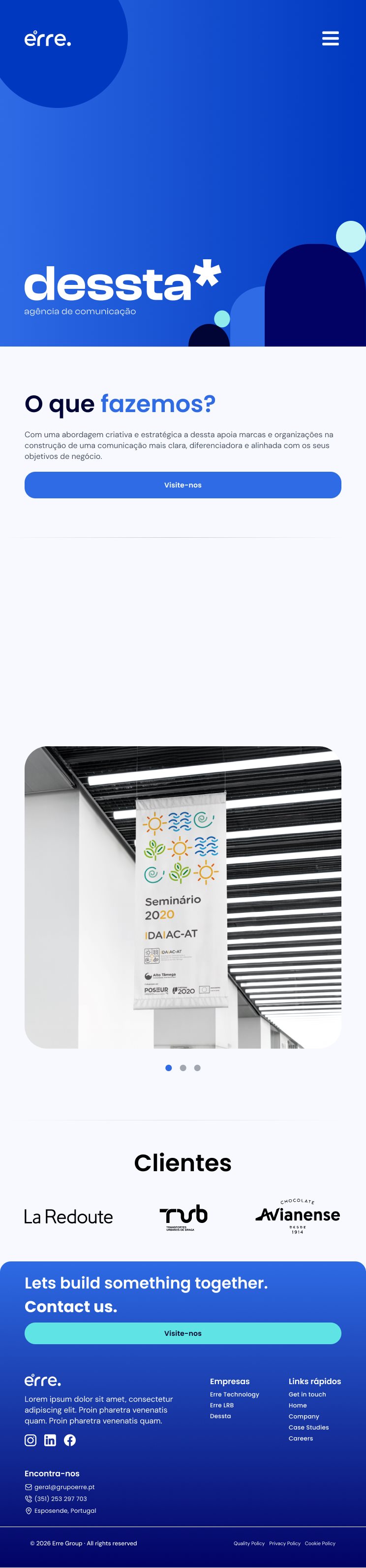Dessta company page on mobile